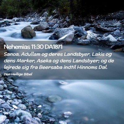Picture 02 - Nehemias 11:30 DA1871 - Sanoa, Adullam og deres Landsbyer, Lakis og dens - Bible Verse Picture