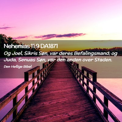 Picture 02 - Nehemias 11:9 DA1871 - Og Joel, Sikris Søn, var deres Befalingsmand; og - Bible Verse Picture