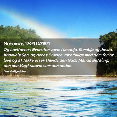 Picture 02 - Nehemias 12:24 DA1871 - Og Leviternes Øverster vare: Hasabja, Serebja og - Bible Verse Picture