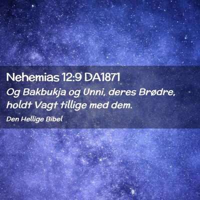 Picture 02 - Nehemias 12:9 DA1871 - Og Bakbukja og Unni, deres Brødre, holdt Vagt - Bible Verse Picture
