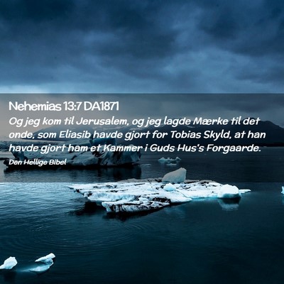 Picture 02 - Nehemias 13:7 DA1871 - Og jeg kom til Jerusalem, og jeg lagde Mærke til - Bible Verse Picture