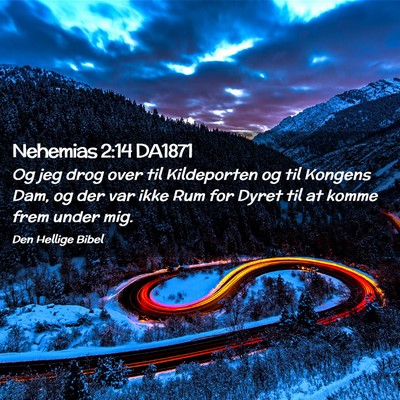 Picture 02 - Nehemias 2:14 DA1871 - Og jeg drog over til Kildeporten og til Kongens - Bible Verse Picture