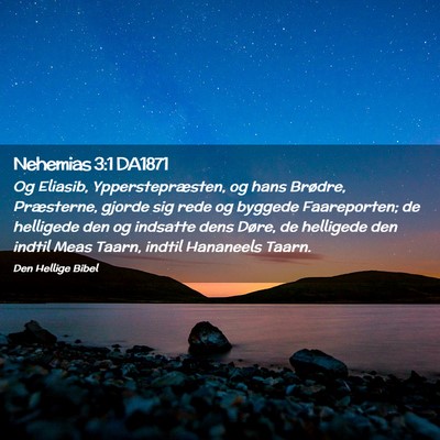 Picture 02 - Nehemias 3:1 DA1871 - Og Eliasib, Ypperstepræsten, og hans Brødre, - Bible Verse Picture