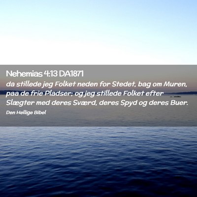 Picture 02 - Nehemias 4:13 DA1871 - da stillede jeg Folket neden for Stedet, bag om - Bible Verse Picture