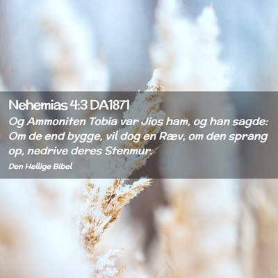 Picture 02 - Nehemias 4:3 DA1871 - Og Ammoniten Tobia var Jios ham, og han sagde: Om - Bible Verse Picture