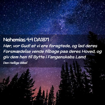 Picture 02 - Nehemias 4:4 DA1871 - Hør, vor Gud! at vi ere foragtede, og lad deres - Bible Verse Picture