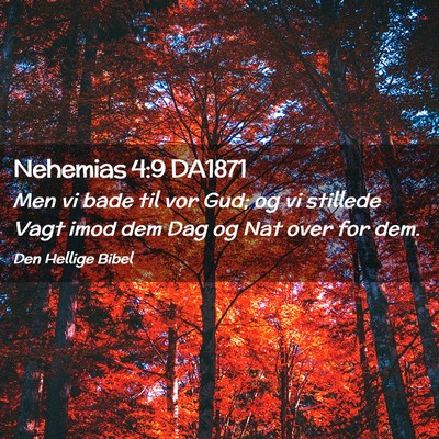 Picture 02 - Nehemias 4:9 DA1871 - Men vi bade til vor Gud; og vi stillede Vagt imod - Bible Verse Picture