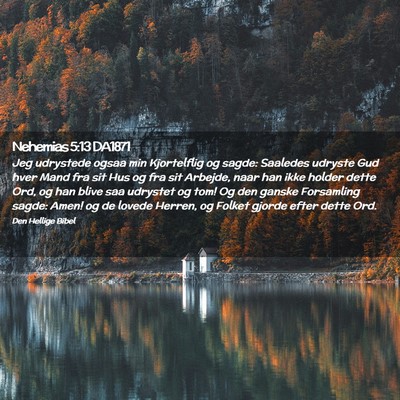 Picture 02 - Nehemias 5:13 DA1871 - Jeg udrystede ogsaa min Kjortelflig og sagde: - Bible Verse Picture