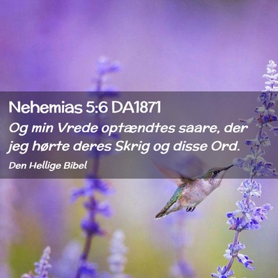 Picture 02 - Nehemias 5:6 DA1871 - Og min Vrede optændtes saare, der jeg hørte - Bible Verse Picture