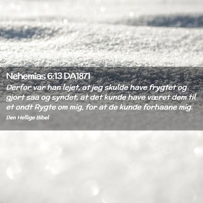 Picture 02 - Nehemias 6:13 DA1871 - Derfor var han lejet, at jeg skulde have frygtet - Bible Verse Picture