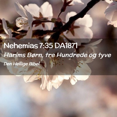 Picture 02 - Nehemias 7:35 DA1871 - Harims Børn, tre Hundrede og - Bible Verse Picture
