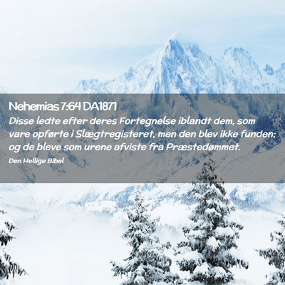 Picture 02 - Nehemias 7:64 DA1871 - Disse ledte efter deres Fortegnelse iblandt dem, - Bible Verse Picture