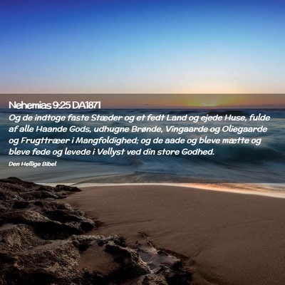 Picture 02 - Nehemias 9:25 DA1871 - Og de indtoge faste Stæder og et fedt Land og - Bible Verse Picture