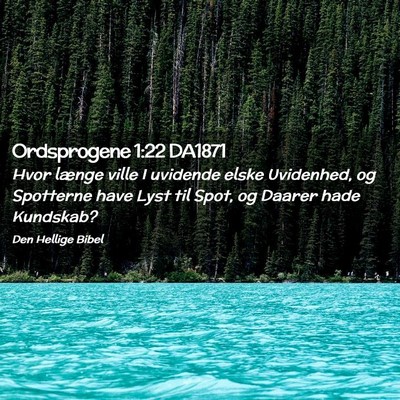 Picture 02 - Ordsprogene 1:22 DA1871 - Hvor længe ville I uvidende elske Uvidenhed, og - Bible Verse Picture