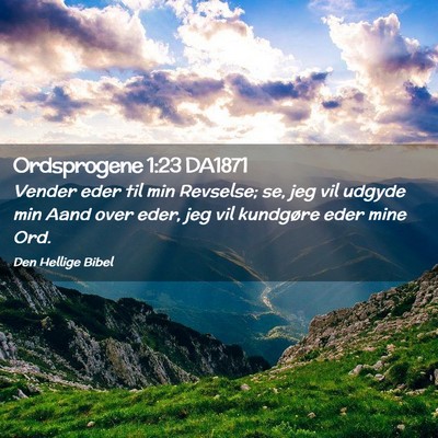 Picture 02 - Ordsprogene 1:23 DA1871 - Vender eder til min Revselse; se, jeg vil udgyde - Bible Verse Picture