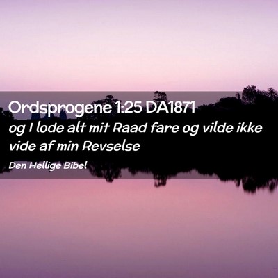 Picture 02 - Ordsprogene 1:25 DA1871 - og I lode alt mit Raad fare og vilde ikke vide af - Bible Verse Picture