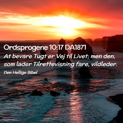 Picture 02 - Ordsprogene 10:17 DA1871 - At bevare Tugt er Vej til Livet; men den, som - Bible Verse Picture
