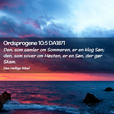 Picture 02 - Ordsprogene 10:5 DA1871 - Den, som samler om Sommeren, er en klog Søn; - Bible Verse Picture