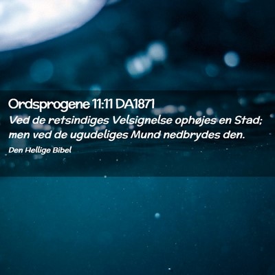 Picture 02 - Ordsprogene 11:11 DA1871 - Ved de retsindiges Velsignelse ophøjes en Stad; - Bible Verse Picture