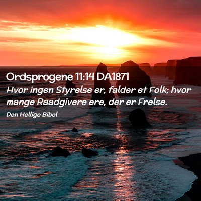 Picture 02 - Ordsprogene 11:14 DA1871 - Hvor ingen Styrelse er, falder et Folk; hvor - Bible Verse Picture