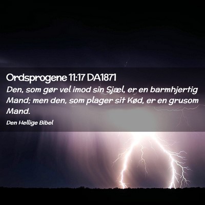 Picture 02 - Ordsprogene 11:17 DA1871 - Den, som gør vel imod sin Sjæl, er en - Bible Verse Picture