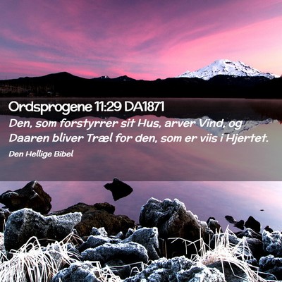 Picture 02 - Ordsprogene 11:29 DA1871 - Den, som forstyrrer sit Hus, arver Vind, og - Bible Verse Picture