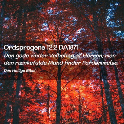 Picture 02 - Ordsprogene 12:2 DA1871 - Den gode vinder Velbehag af Herren; men den - Bible Verse Picture