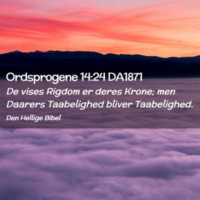 Picture 02 - Ordsprogene 14:24 DA1871 - De vises Rigdom er deres Krone; men Daarers - Bible Verse Picture