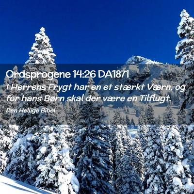 Picture 02 - Ordsprogene 14:26 DA1871 - I Herrens Frygt har en et stærkt Værn, og for - Bible Verse Picture