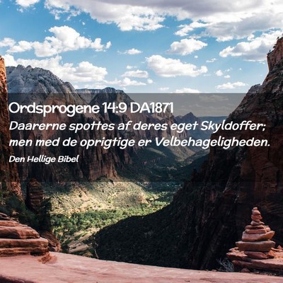 Picture 02 - Ordsprogene 14:9 DA1871 - Daarerne spottes af deres eget Skyldoffer; men - Bible Verse Picture