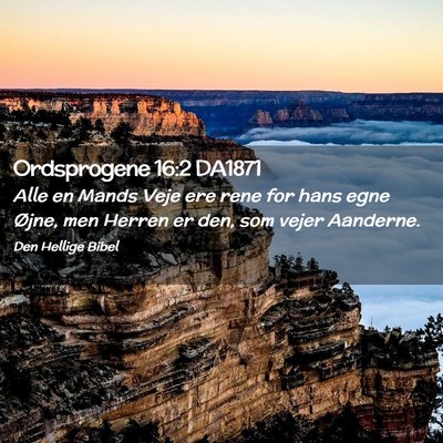Picture 02 - Ordsprogene 16:2 DA1871 - Alle en Mands Veje ere rene for hans egne Øjne, - Bible Verse Picture