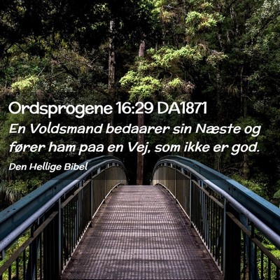 Picture 02 - Ordsprogene 16:29 DA1871 - En Voldsmand bedaarer sin Næste og fører ham - Bible Verse Picture
