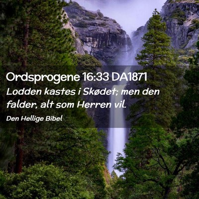 Picture 02 - Ordsprogene 16:33 DA1871 - Lodden kastes i Skødet; men den falder, alt som - Bible Verse Picture