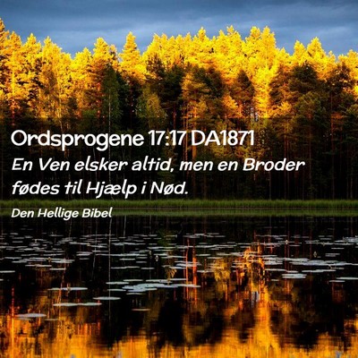Picture 02 - Ordsprogene 17:17 DA1871 - En Ven elsker altid, men en Broder fødes til - Bible Verse Picture