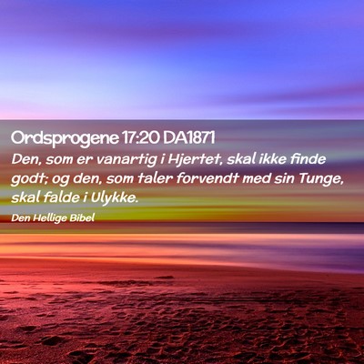 Picture 02 - Ordsprogene 17:20 DA1871 - Den, som er vanartig i Hjertet, skal ikke finde - Bible Verse Picture