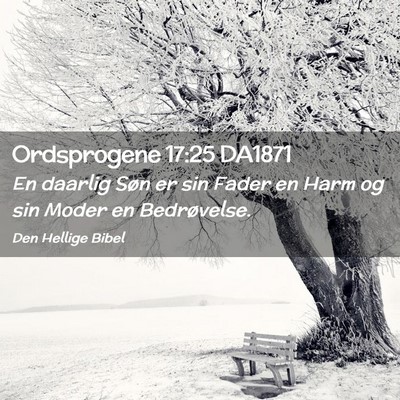 Picture 02 - Ordsprogene 17:25 DA1871 - En daarlig Søn er sin Fader en Harm og sin Moder - Bible Verse Picture