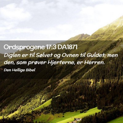 Picture 02 - Ordsprogene 17:3 DA1871 - Diglen er til Sølvet og Ovnen til Guldet; men - Bible Verse Picture