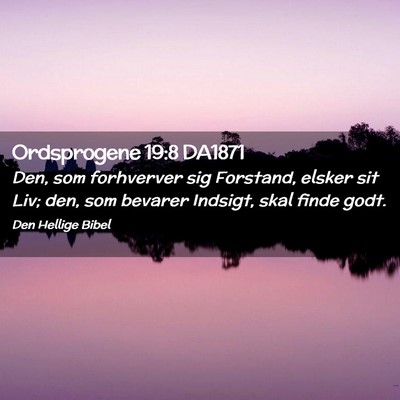 Picture 02 - Ordsprogene 19:8 DA1871 - Den, som forhverver sig Forstand, elsker sit Liv; - Bible Verse Picture