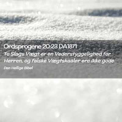 Picture 02 - Ordsprogene 20:23 DA1871 - To Slags Vægt er en Vederstyggelighed for - Bible Verse Picture