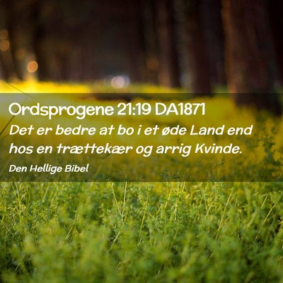 Picture 02 - Ordsprogene 21:19 DA1871 - Det er bedre at bo i et øde Land end hos en - Bible Verse Picture
