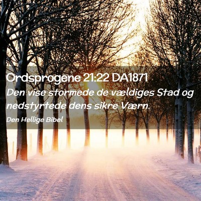 Picture 02 - Ordsprogene 21:22 DA1871 - Den vise stormede de vældiges Stad og - Bible Verse Picture