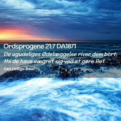 Picture 02 - Ordsprogene 21:7 DA1871 - De ugudeliges Ødelæggelse river dem bort; thi - Bible Verse Picture