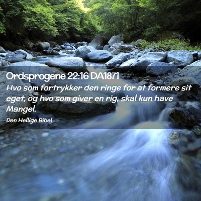 Picture 02 - Ordsprogene 22:16 DA1871 - Hvo som fortrykker den ringe for at formere sit - Bible Verse Picture