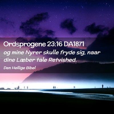 Picture 02 - Ordsprogene 23:16 DA1871 - og mine Nyrer skulle fryde sig, naar dine Læber - Bible Verse Picture