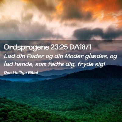 Picture 02 - Ordsprogene 23:25 DA1871 - Lad din Fader og din Moder glædes, og lad hende, - Bible Verse Picture