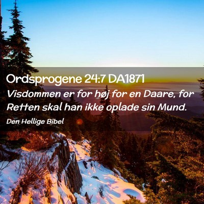 Picture 02 - Ordsprogene 24:7 DA1871 - Visdommen er for høj for en Daare, for Retten - Bible Verse Picture