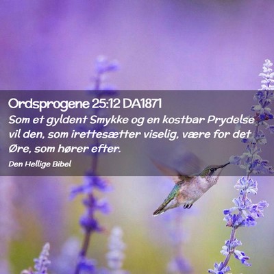 Picture 02 - Ordsprogene 25:12 DA1871 - Som et gyldent Smykke og en kostbar Prydelse vil - Bible Verse Picture