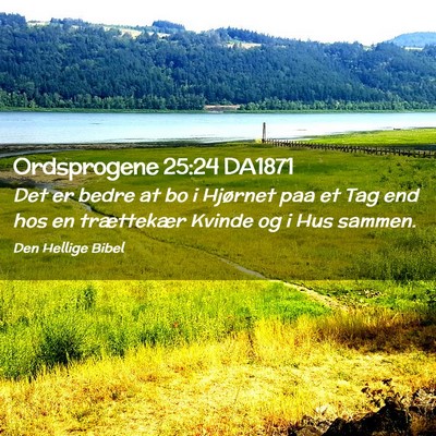 Picture 02 - Ordsprogene 25:24 DA1871 - Det er bedre at bo i Hjørnet paa et Tag end hos - Bible Verse Picture
