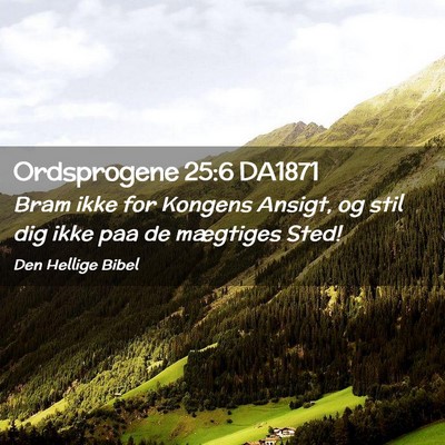 Picture 02 - Ordsprogene 25:6 DA1871 - Bram ikke for Kongens Ansigt, og stil dig ikke - Bible Verse Picture