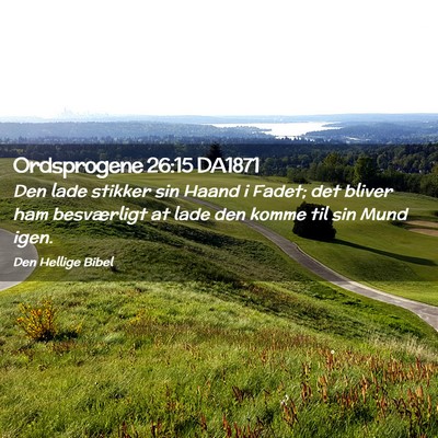 Picture 02 - Ordsprogene 26:15 DA1871 - Den lade stikker sin Haand i Fadet; det bliver - Bible Verse Picture